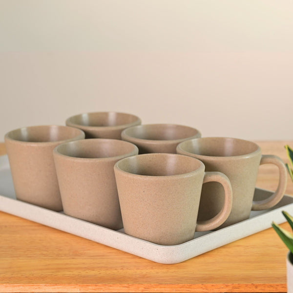 Earth friendly Majestic Mug 375 ml set of 6 | Eha Unbreakable mugs Made with Rice Husk & Bamboo Fibers