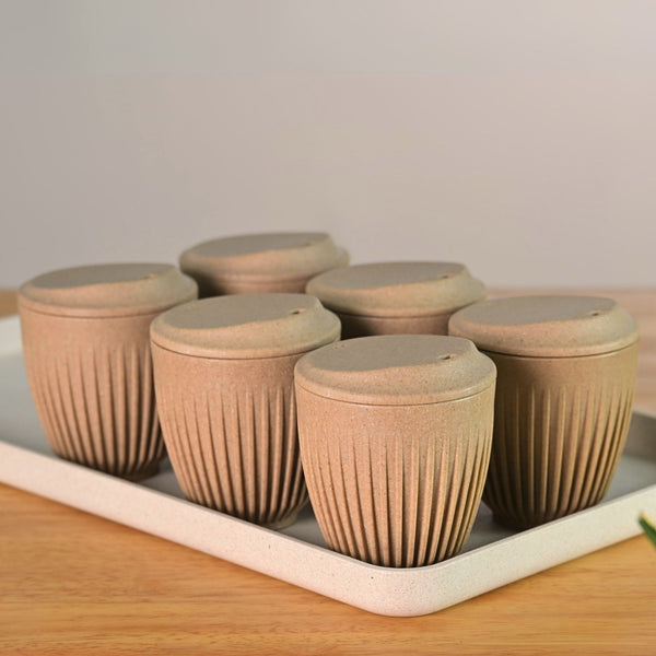 Retro Cup 250 ml Set of 6 | Earth Friendly Unbreakable Cups Made with Rice Husk & Bamboo Fibers
