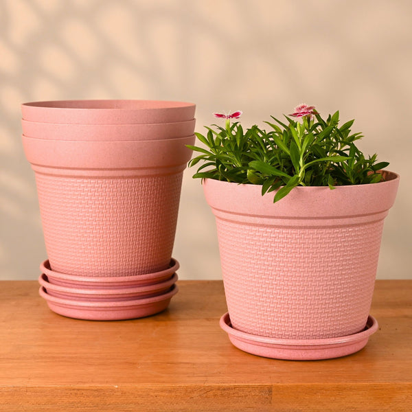 Earth-Friendly Planters Aura 8 Inch set of 4 | Bamboo Based Pots and Planters
