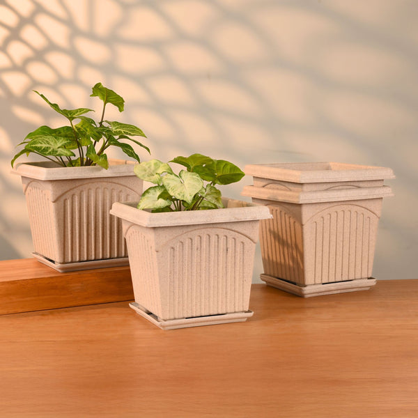 Earth Friendly 8″ Archway Planters with Tray | Set of 4