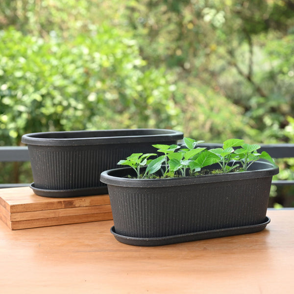 Earth-Friendly Planters Regalia 16 Inch set of 2 | Bamboo Based Pots and Planters