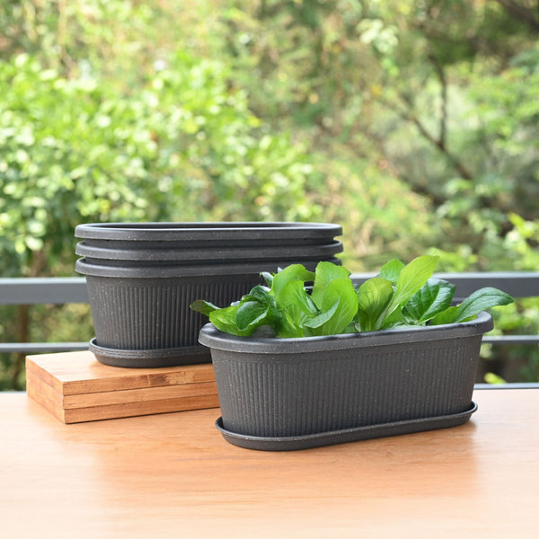 Earth-Friendly Planters Regalia 16 Inch set of 4 | Bamboo Based Pots and Planters