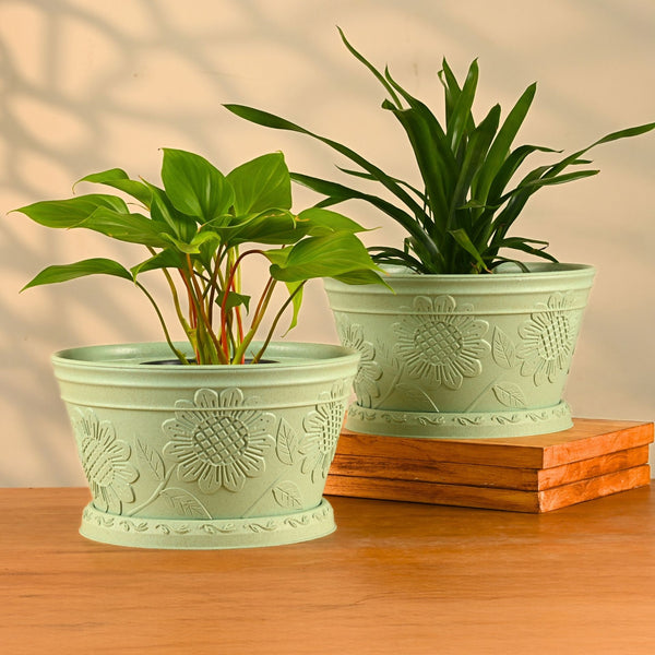 Earth Friendly Nile Planter 9.5 inch Pots for Plants | Bamboo Based Plant Pots