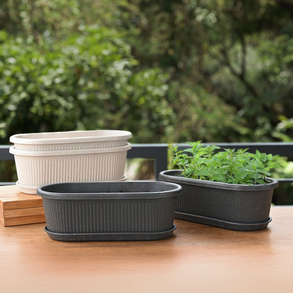 Earth-Friendly Planters Regalia 12 Inch set of 4 | Bamboo Based Pots and Planters