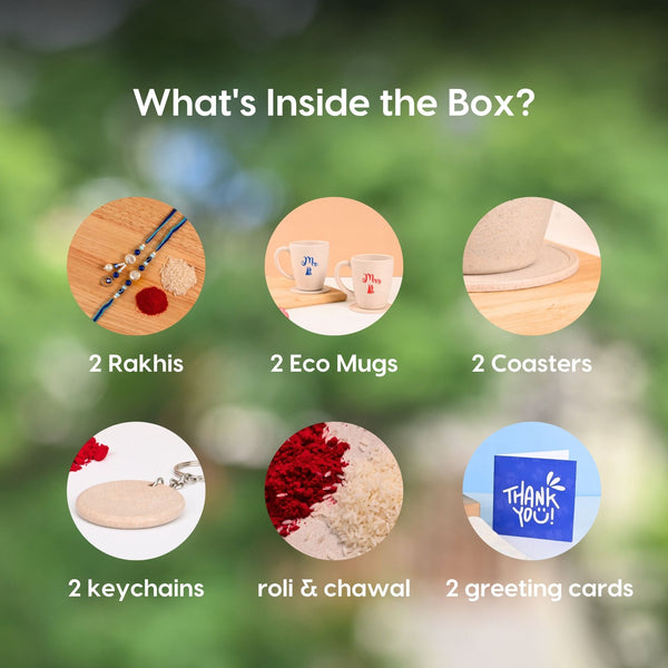 Earth-Friendly Mr & Mrs Coffee Mugs Rakhi Gift | Set of 2