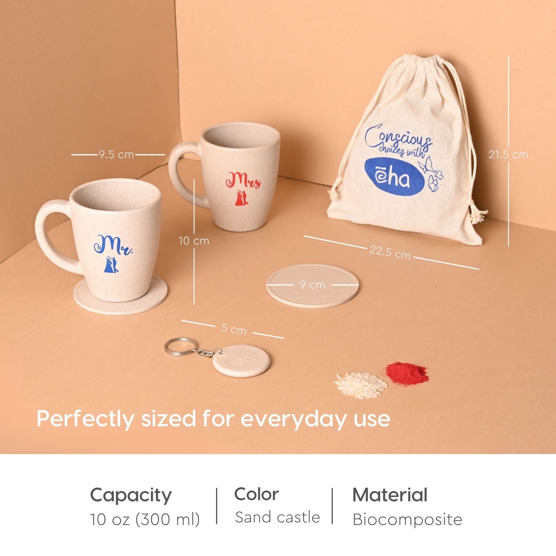 Earth-Friendly Mr & Mrs Coffee Mugs Rakhi Gift | Set of 2