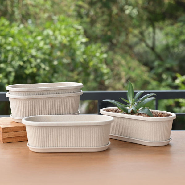 Earth-Friendly Planters Regalia 12 Inch set of 4 | Bamboo Based Pots and Planters