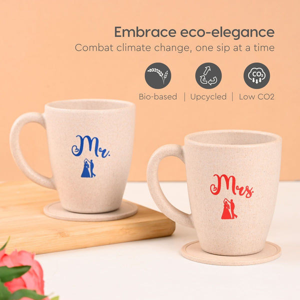Earth-Friendly Mr & Mrs Coffee Mugs Rakhi Gift | Set of 2