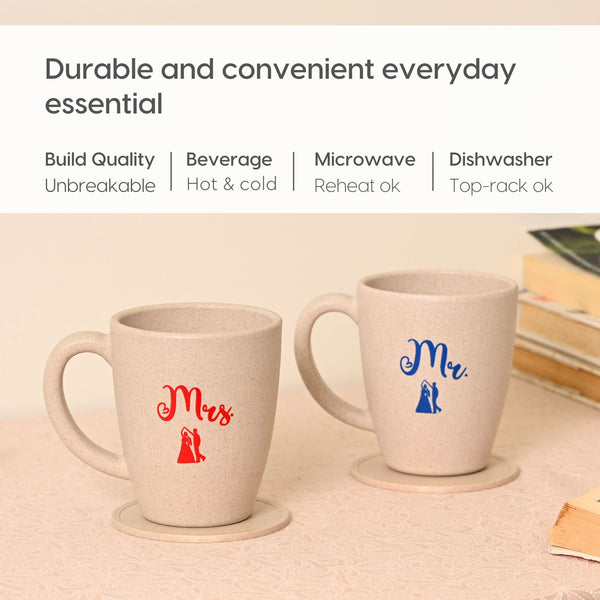 Earth-Friendly Mr & Mrs Coffee Mugs Rakhi Gift | Set of 2