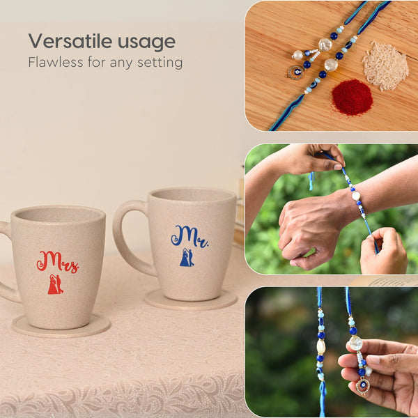 Earth-Friendly Mr & Mrs Coffee Mugs Rakhi Gift | Set of 2