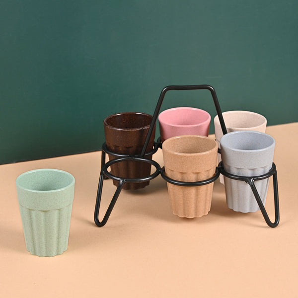 Cutting Chai Cups With Stand | Set of 6
