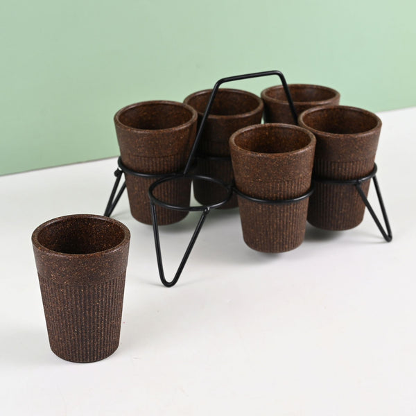 Statement Chai Cups With Stand 120 ml | Set of 6