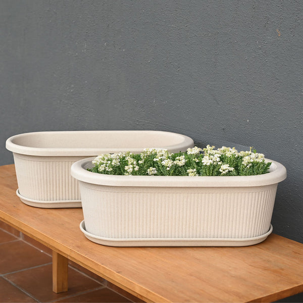 Earth-Friendly Planters Regalia 19 Inch set of 2 | Bamboo Based Pots and Planters