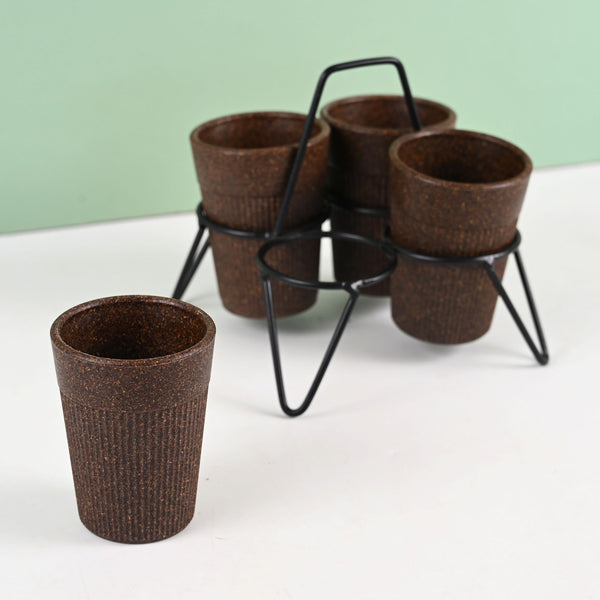 Statement Chai Cups With Stand 120 ml | Set of 4