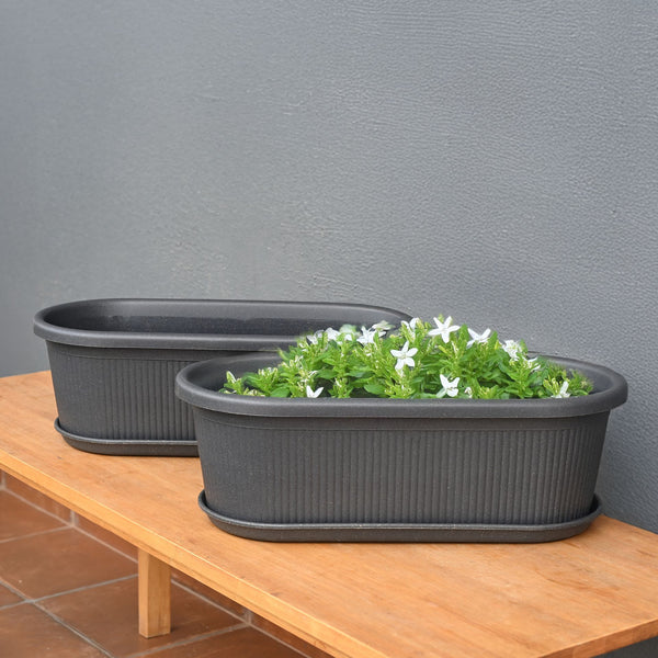 Earth-Friendly Planters Regalia 19 Inch set of 2 | Bamboo Based Pots and Planters