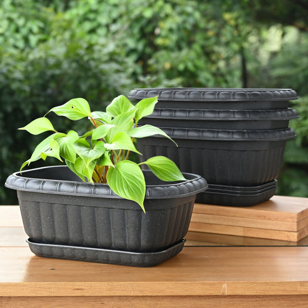 Earth Friendly Growlite 13 inch Pots for Plants with Tray | Pack of 4