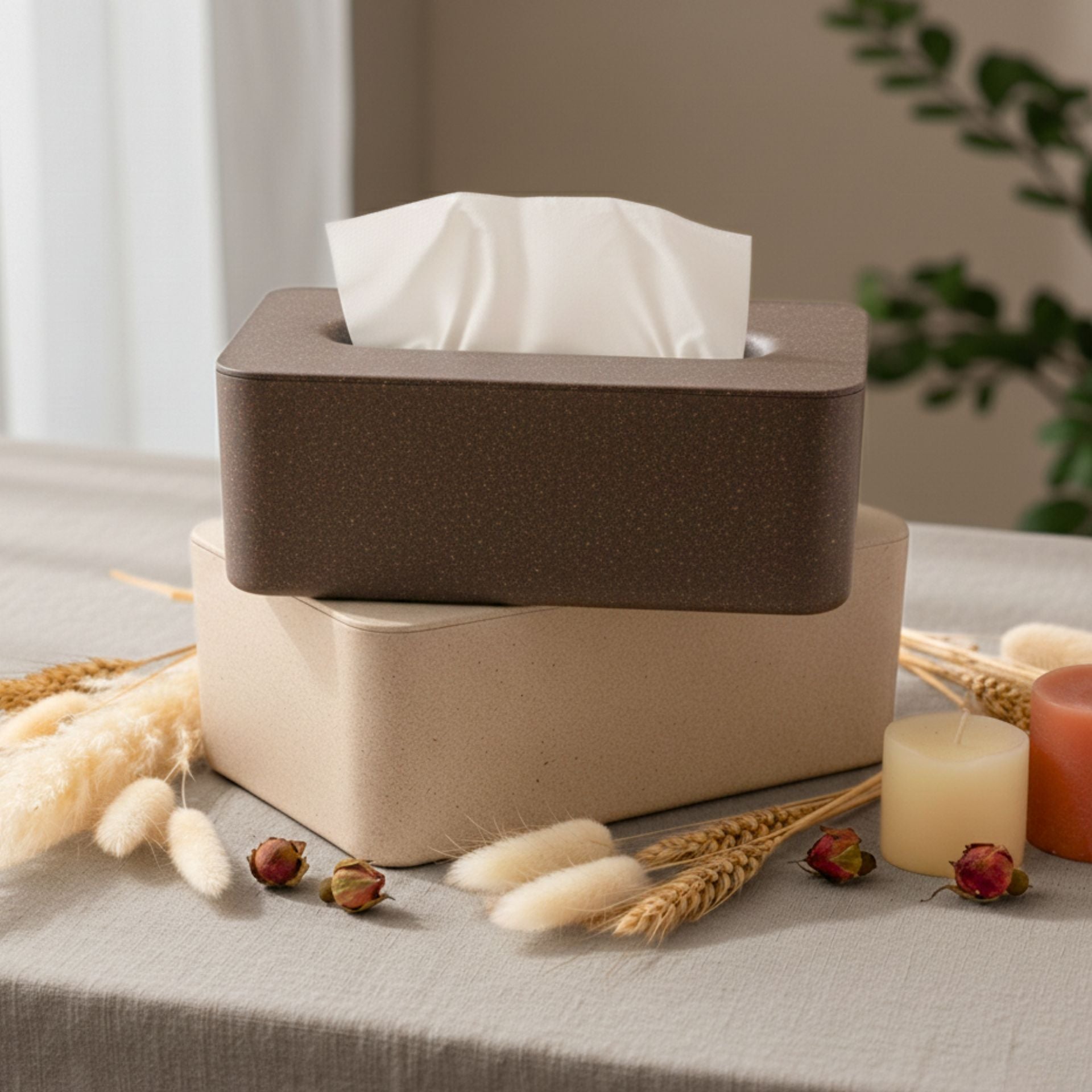Earth Friendly Velveta Tissue Box holder ( with Tissue ) | Set of 2