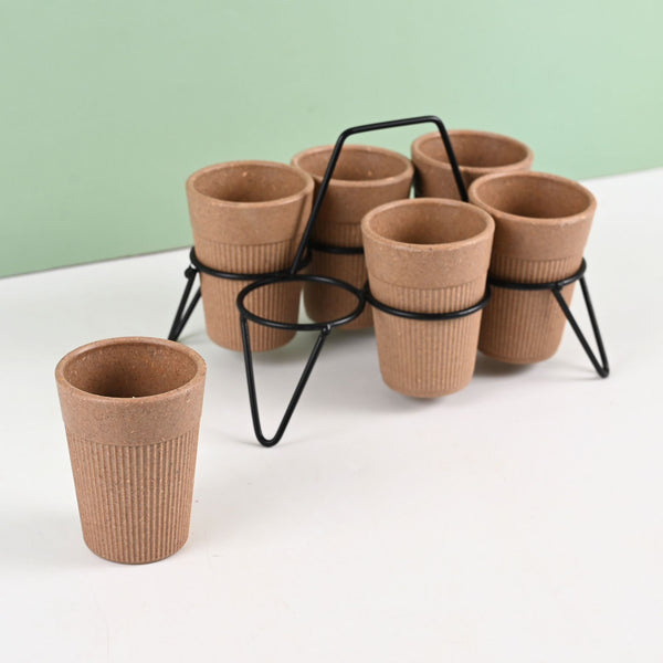 Statement Chai Cups With Stand 120 ml | Set of 6