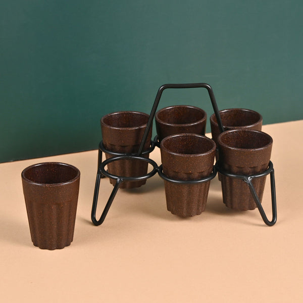 Cutting Chai Cups With Stand | Set of 6