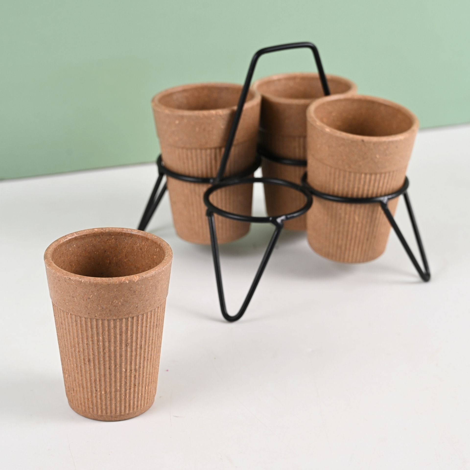 Statement Chai Cups With Stand 120 ml | Set of 4
