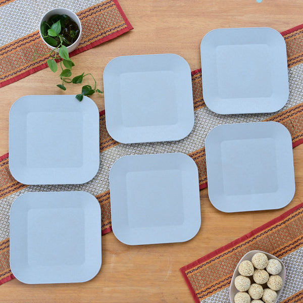 Picnic Plate 9 inch set of 6 | Earth friendly Unbreakable Plates Made with Bamboo Fibers & Rice Husk Fiber