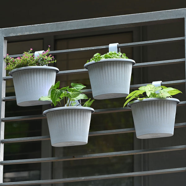 Earth-Friendly Planters Ecosling 10 Inch set of 4 | Bamboo Based Pots and Planters