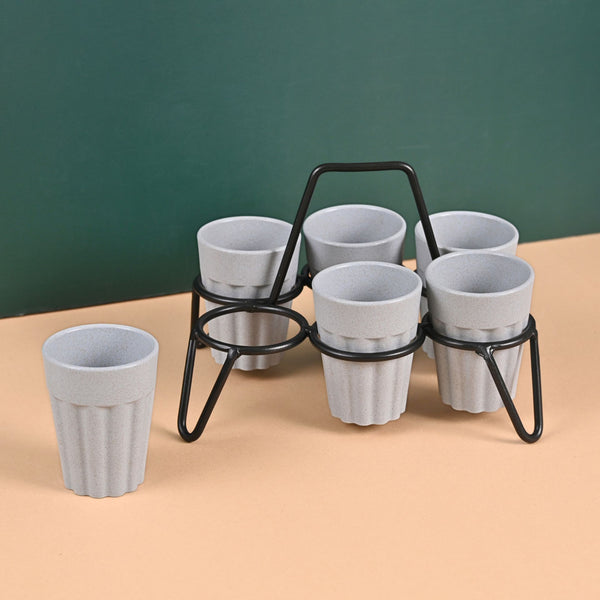 Cutting Chai Cups With Stand | Set of 6