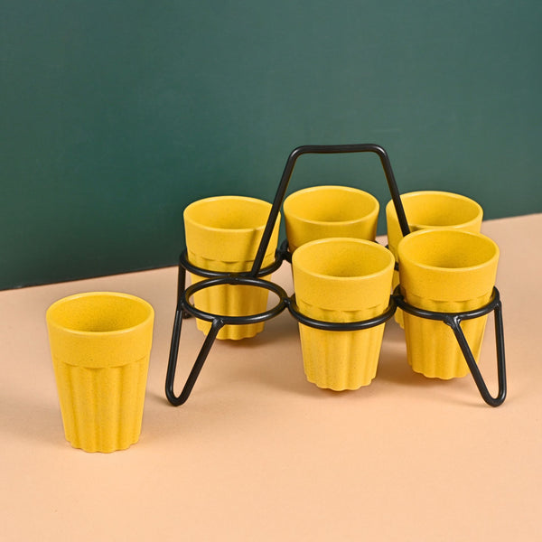 Cutting Chai Cups With Stand | Set of 6