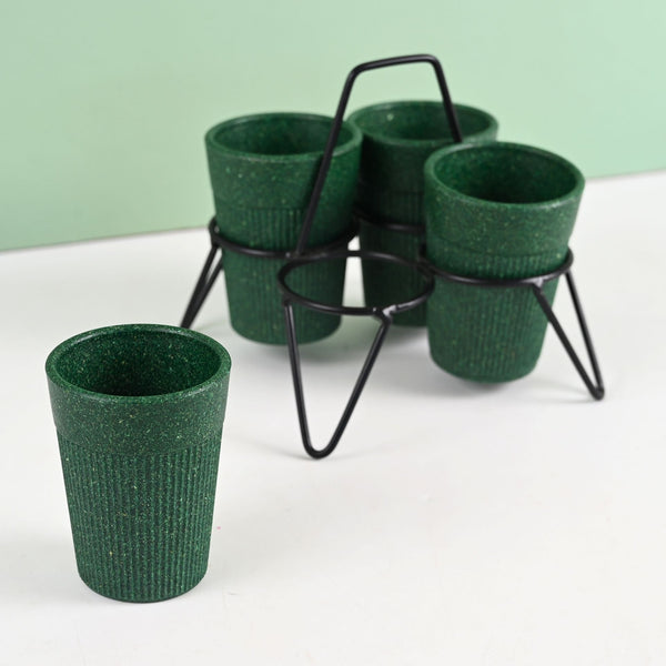 Statement Chai Cups With Stand 120 ml | Set of 4