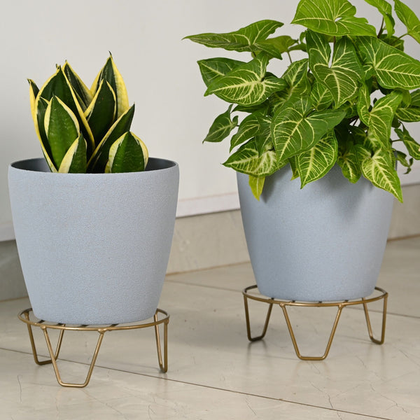Earth-Friendly Deco 9″ Set of 2 | Self-Watering pots and Planters with Stand