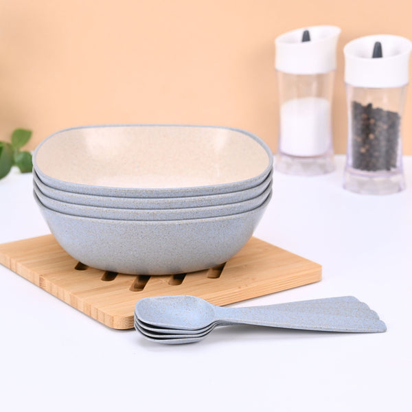 Pasta Bowl 750 ml set of 4 | Earth friendly Unbreakable bowls with Spoon