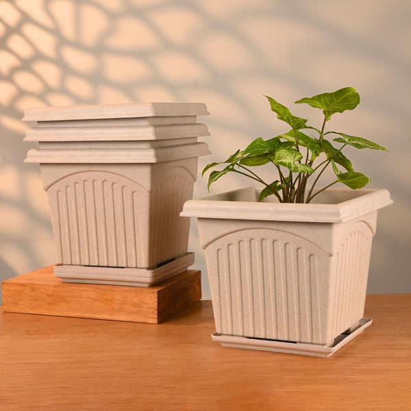 Earth Friendly 10″ Archway Planters with Tray | Set of 4