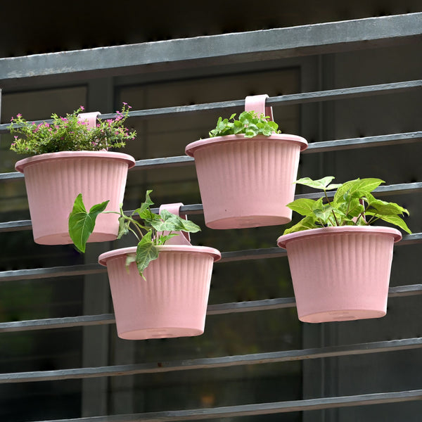 Earth-Friendly Planters Ecosling 10 Inch set of 4 | Bamboo Based Pots and Planters