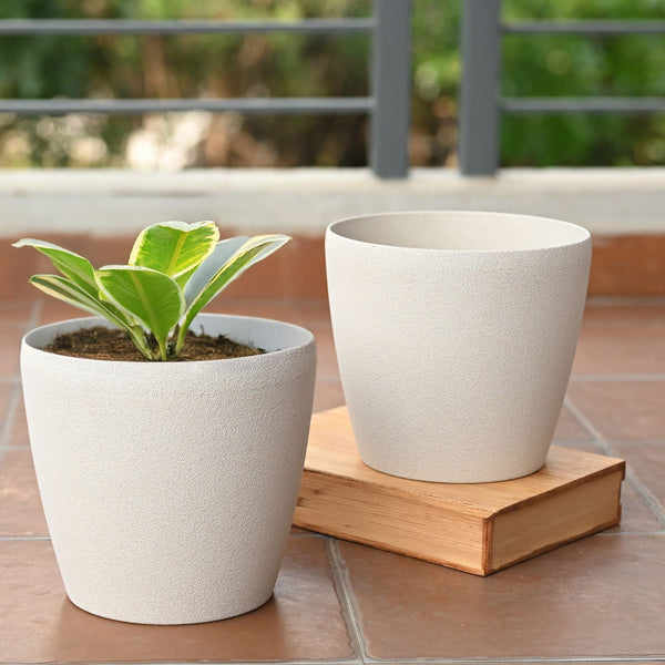 Earth-Friendly Deco Planters 9 Inch set of 2 | Bamboo Based Pots and Planters