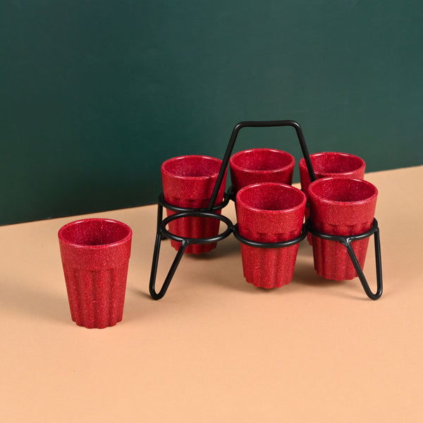 Cutting Chai Cups With Stand | Set of 6