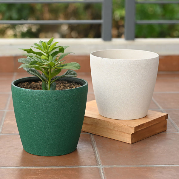 Earth-Friendly Deco Planters 9 Inch set of 2 | Bamboo Based Pots and Planters