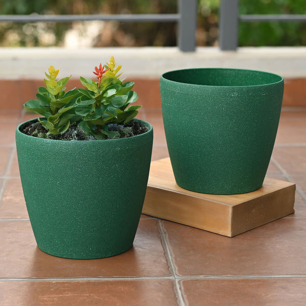 Earth-Friendly Deco Planters 9 Inch set of 2 | Bamboo Based Pots and Planters