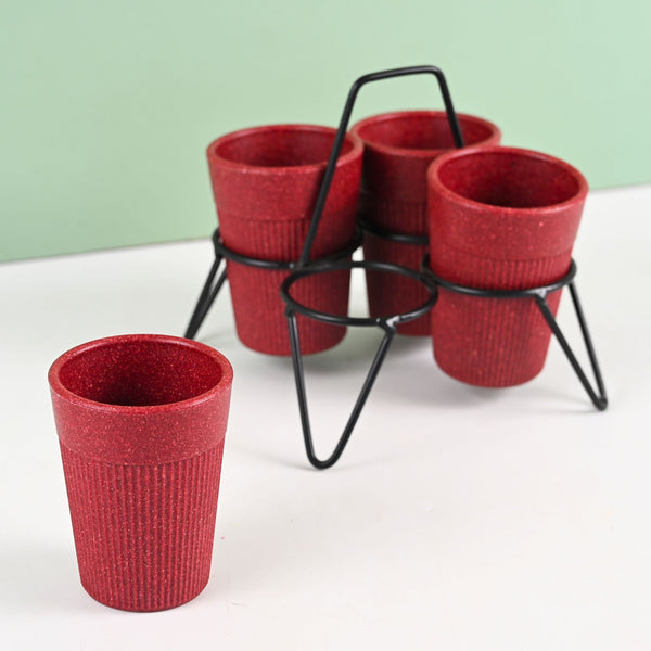 Statement Chai Cups With Stand 120 ml | Set of 4