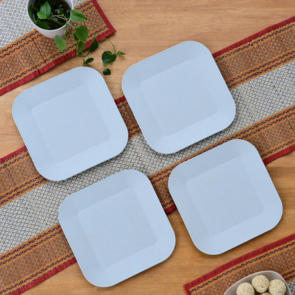 Picnic Plate 9 inch set of 4 | Earth friendly Unbreakable Plates Made with Bamboo Fibers & Rice Husk Fiber