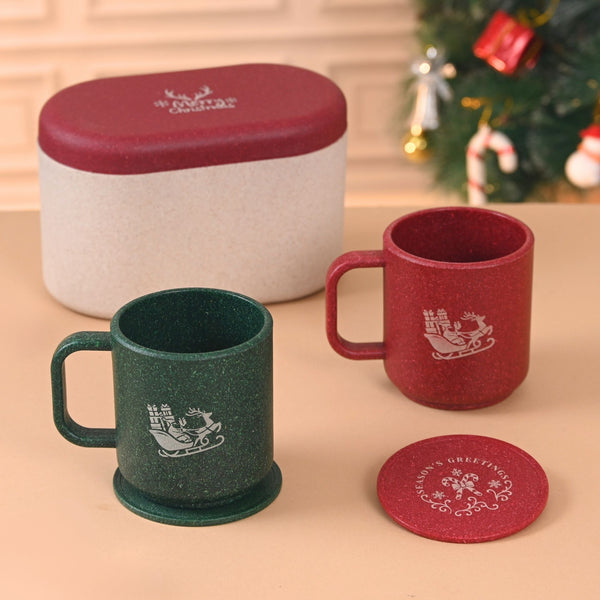 Earth Friendly Christmas Gifts For Family & Friends | Printed Mug and Coasters Set of 2