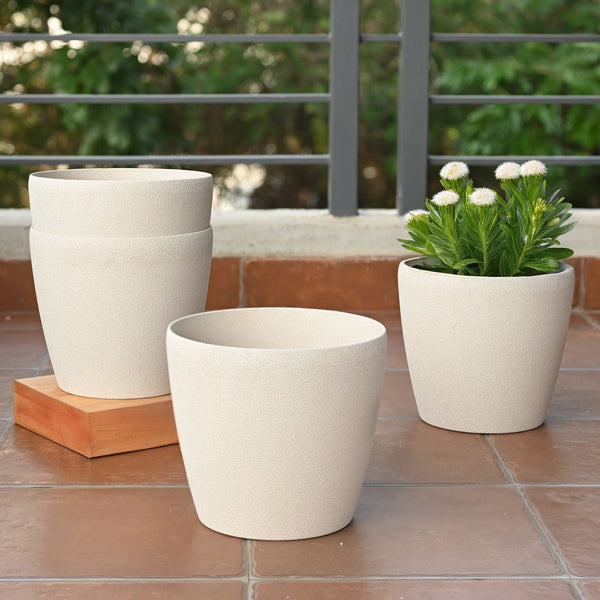 Earth-Friendly Deco Self Watering Planters 9 Inch set of 4 | Bamboo Based Pots and Planters