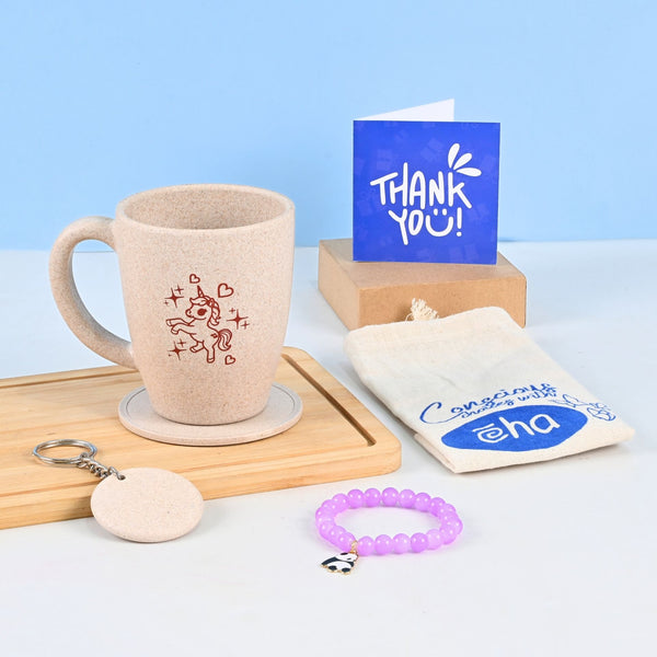 Earth-Friendly Unicorn Printed Mug Rakhi Return Gift for Sister | Set of 1