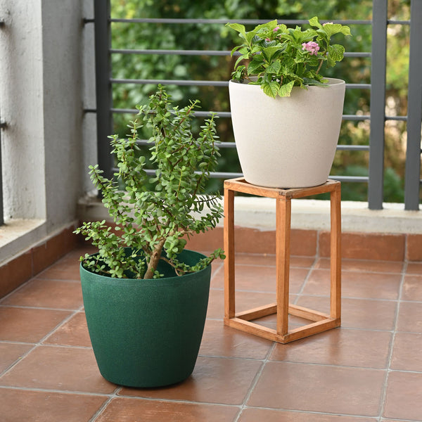 Earth Friendly Deco Wheeled Planters 12 Inch set of 2 | Self Watering