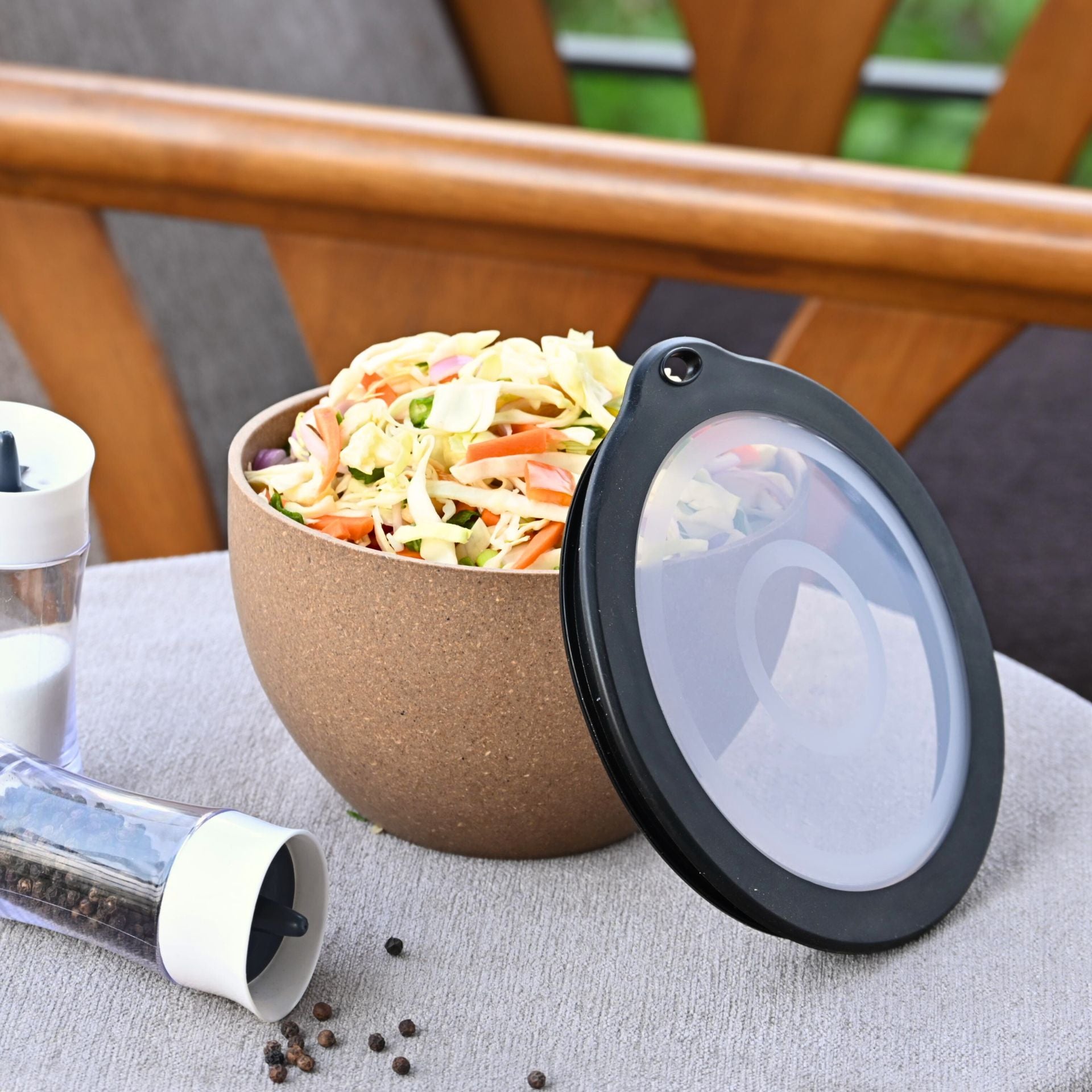 Storage Bowl with lids 1600 ml set of 1 | Earth friendly Unbreakable bowls Made with Bamboo Fibers & Rice Husk Fiber