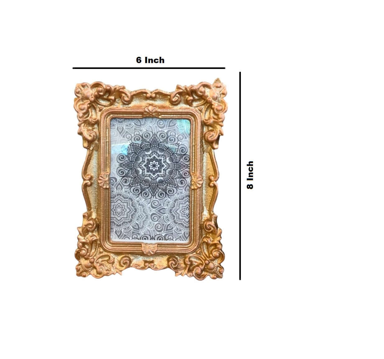Antique Metal Photo Frame – 6×8 inch, Gold