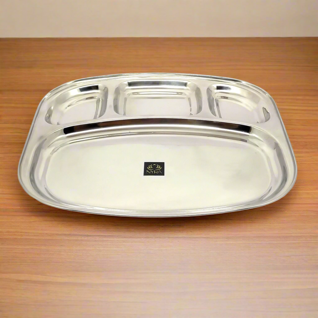 Stainless-Steel rectangle-shaped Bhojan Thali