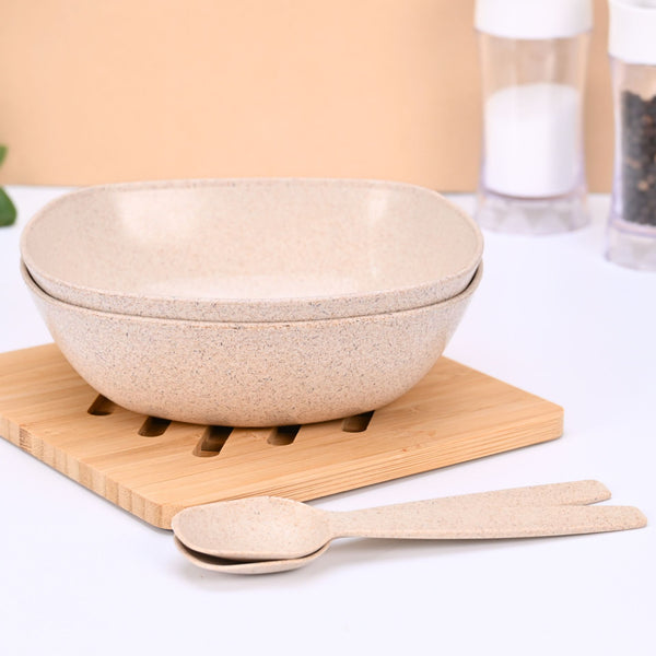 Pasta Bowl 750 ml set of 2 | Earth friendly Unbreakable bowls with Spoon