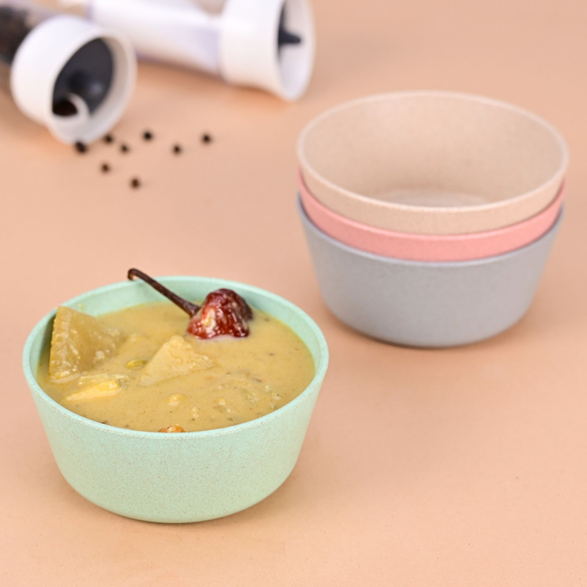 Curry Bowl 175 ml set of 4 | Earth friendly Unbreakable bowls Made with Bamboo Fibers & Rice Husk Fiber