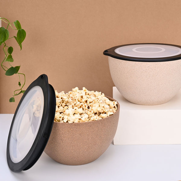 Storage Bowl with lids 2900 ml set of 2 | Earth friendly Unbreakable bowls Made with Bamboo Fibers & Rice Husk Fiber