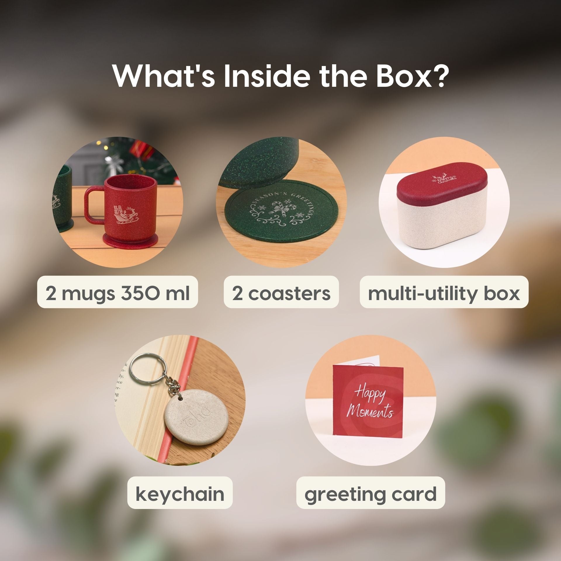 Earth Friendly Christmas Gifts For Family & Friends | Printed Mug and Coasters Set of 2